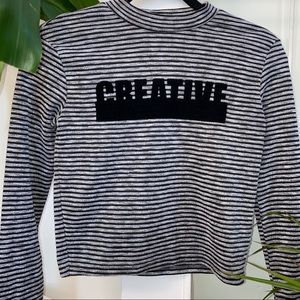 Striped mock neck crop top